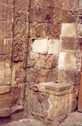 Deterioration of the mastaba (sitting bank ) at the entrance right side 